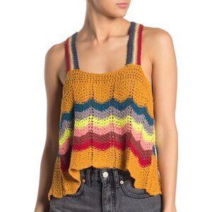 Free People, Winding Road Tank, Yellow Multi Combo, Size Large, NWT